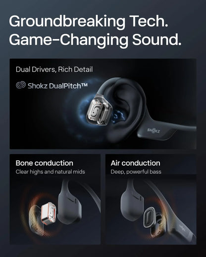 SHOKZ OpenRun Pro 2 Bone Conduction Bluetooth Sport Headphones, Silver