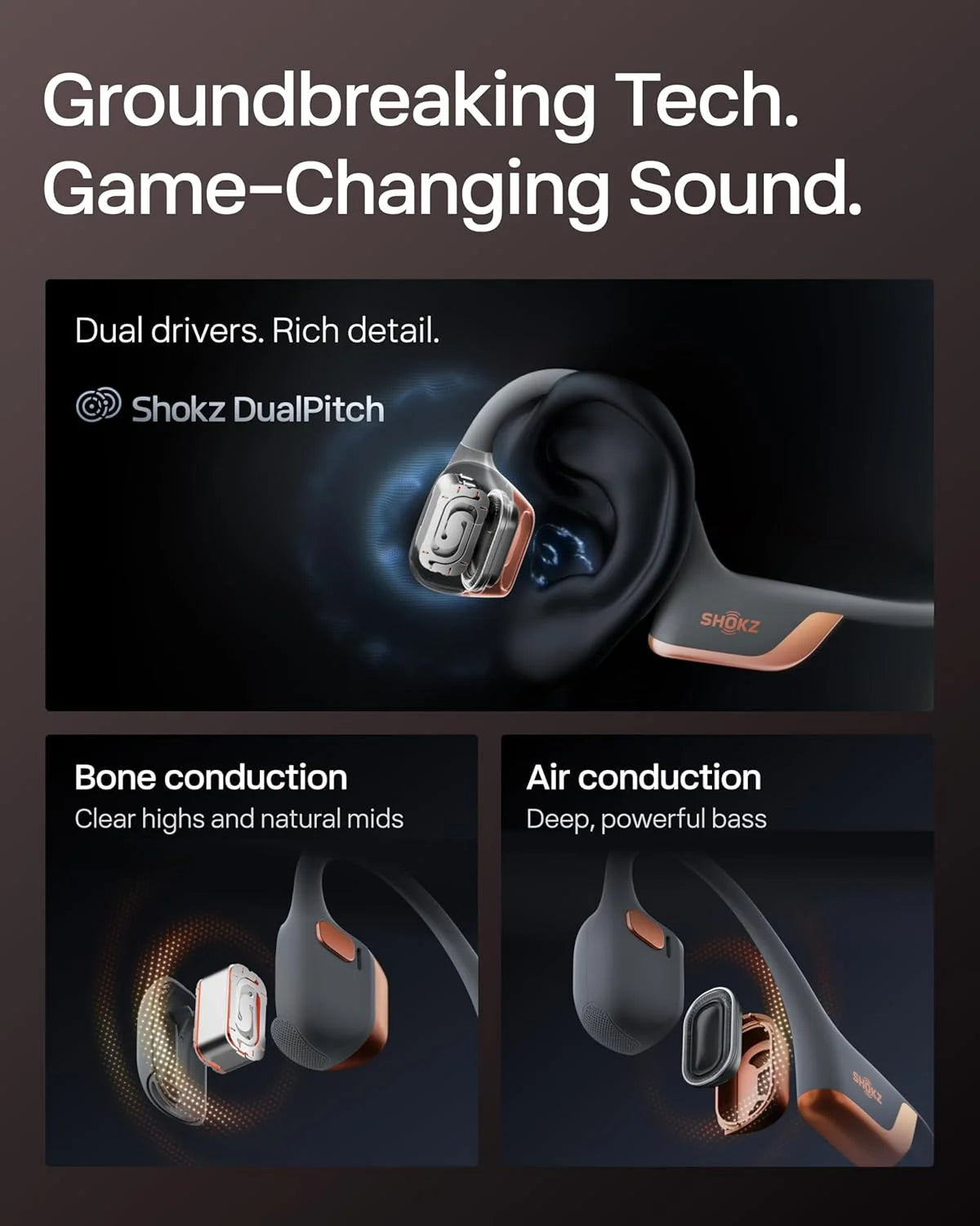 SHOKZ OpenRun Pro 2 Bone Conduction Bluetooth Sport Headphones, Silver
