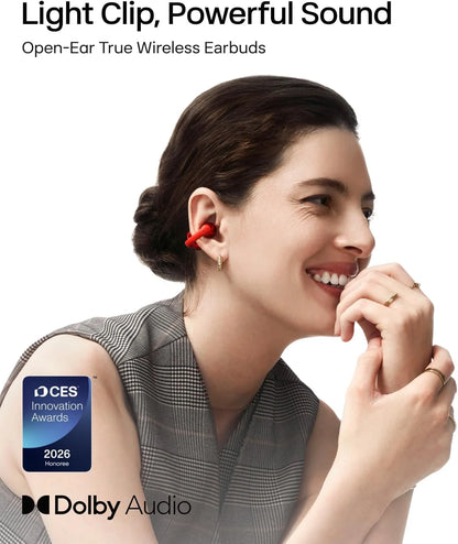 SHOKZ OpenDots ONE Open-Ear Clip-On Bluetooth Earbuds, Black, Dolby Audio