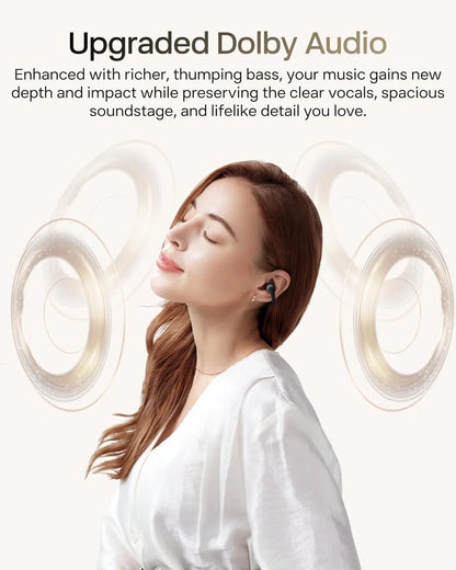 SHOKZ OpenDots 2 Open-Ear Clip-On Earbuds, White, Dolby Audio, 3 Mics