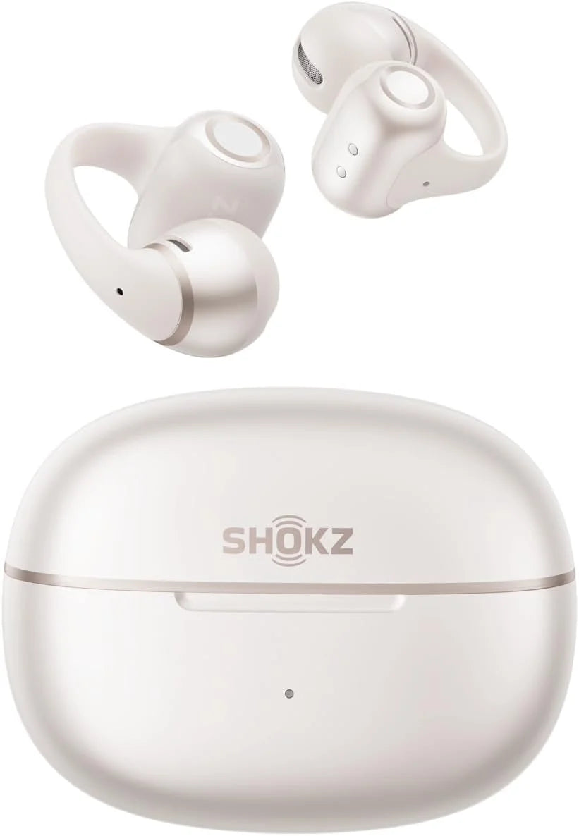SHOKZ OpenDots 2 Open-Ear Clip-On Earbuds, White, Dolby Audio, 3 Mics