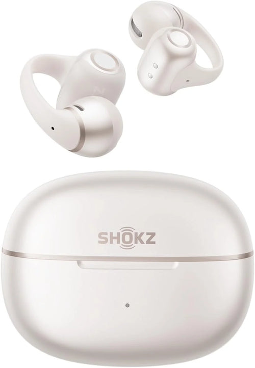SHOKZ OpenDots 2 Open-Ear Clip-On Earbuds, White, Dolby Audio, 3 Mics