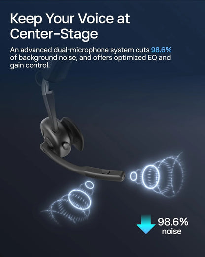 SHOKZ OpenMeet Open-Ear Bluetooth Headset, Noise-Canceling Mic+Mute Button