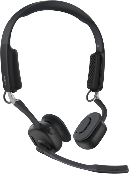 SHOKZ OpenMeet Open-Ear Bluetooth Headset, Noise-Canceling Mic+Mute Button