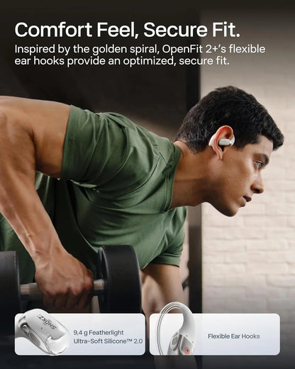 SHOKZ OpenFit 2 Open-Ear Earhook Bluetooth Earbuds, White,48H Playtime