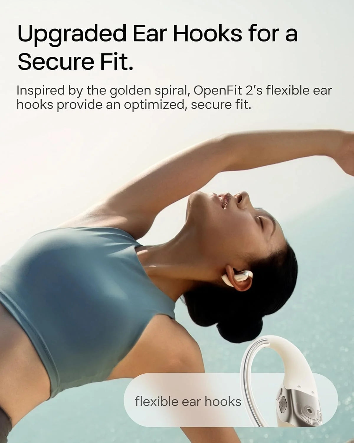 SHOKZ OpenFit 2 Open-Ear Headphones, True Wireless Bluetooth Earphones with Microphone, Beige(Renewed)