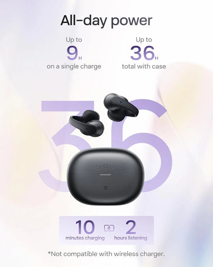 SHOKZ OpenDots Air Open-Ear Clip-On Bluetooth Earbuds, Black, Touch Control