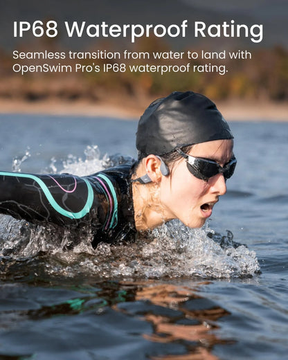 SHOKZ OpenSwim Pro Open-Ear MP3 Headphones, Red, IP68 Waterproof, 32GB MP3