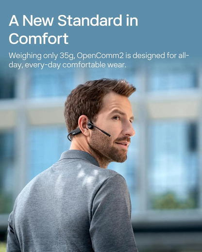 SHOKZ OpenComm2 UC Open-Ear Headset, USB-A Dongle, Noise-Canceling Mic
