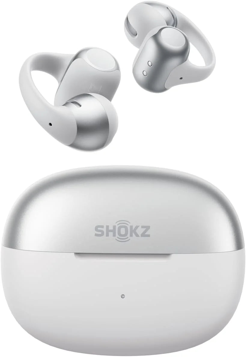 SHOKZ OpenDots 2 Open-Ear Clip-On Earbuds, White, Dolby Audio, 3 Mics