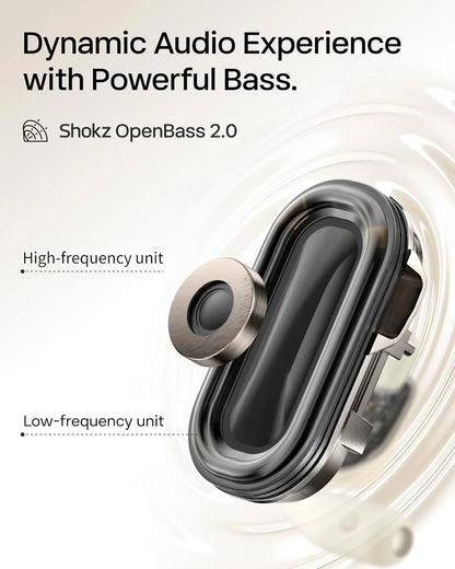 SHOKZ OpenFit 2 Open-Ear Headphones, True Wireless Bluetooth Earphones with Microphone, Beige(Renewed)