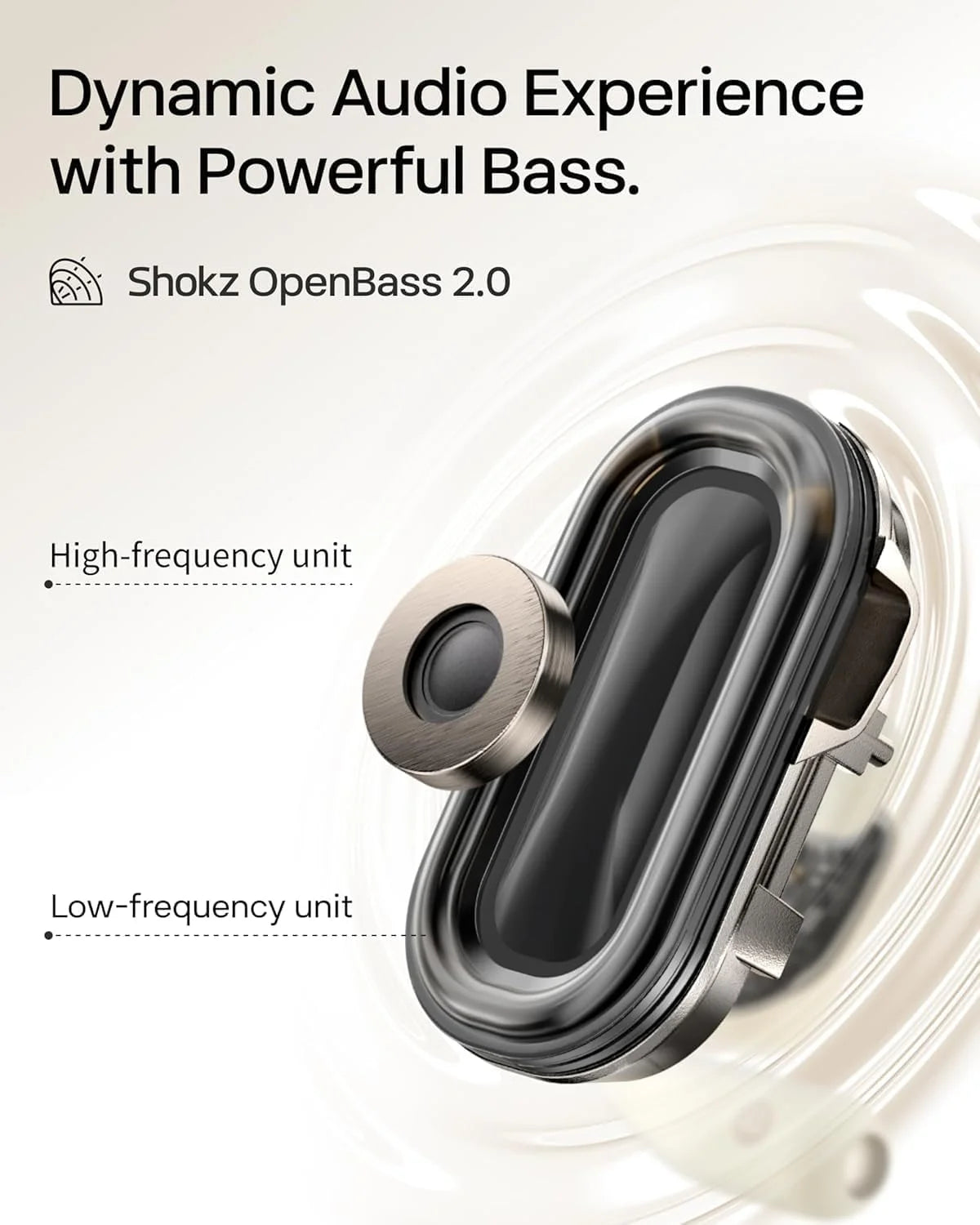 SHOKZ OpenFit 2 Open-Ear Headphones, True Wireless Bluetooth Earphones with Microphone, Beige(Renewed)