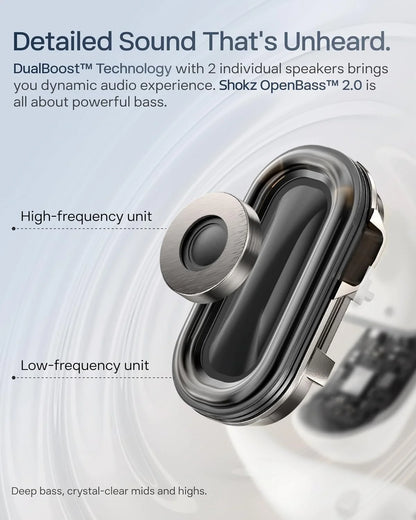 SHOKZ New OpenFit 2+ Open-Ear Headphones,Dolby Audio Enabled,Comfortable Earbuds with Soft Ear Hooks,48H Playtime,IP55 Water-Resistant,USB-C Fast Charging,Wireless Charging (Renewed)