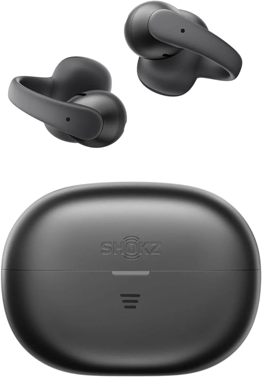 SHOKZ OpenDots Air Open-Ear Clip-On Bluetooth Earbuds, Black, Touch Control
