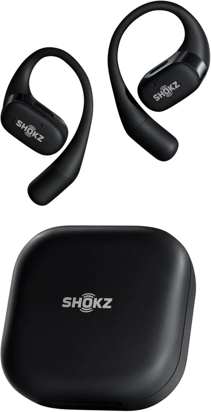 SHOKZ OpenFit Open-Ear Earbuds, Black, Mic, 28H Playtime, Sweat Resistant