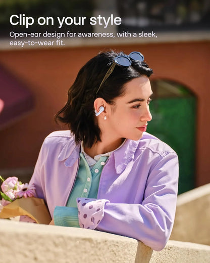SHOKZ OpenDots Air Open-Ear Clip-On Bluetooth Earbuds, Black, Touch Control