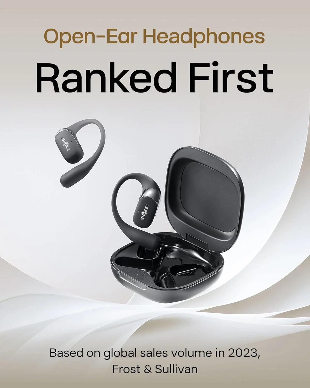 SHOKZ OpenFit 2 Open-Ear Headphones, True Wireless Bluetooth Earphones with Microphone, Beige(Renewed)