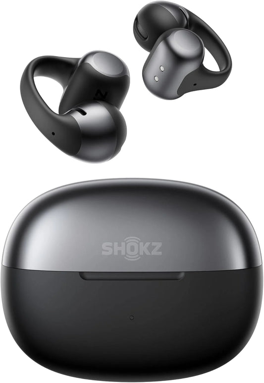 SHOKZ OpenDots ONE Open-Ear Clip-On Bluetooth Earbuds, Black, Dolby Audio