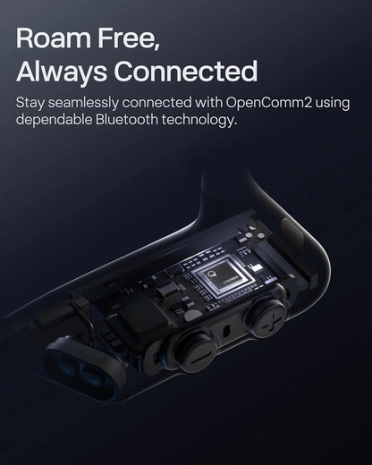 SHOKZ OpenComm2 UC 2025 Upgrade - Open-Ear Wireless Computer Headset with Boom Mic, Bone Conduction Bluetooth Stereo Headphones (Renewed)