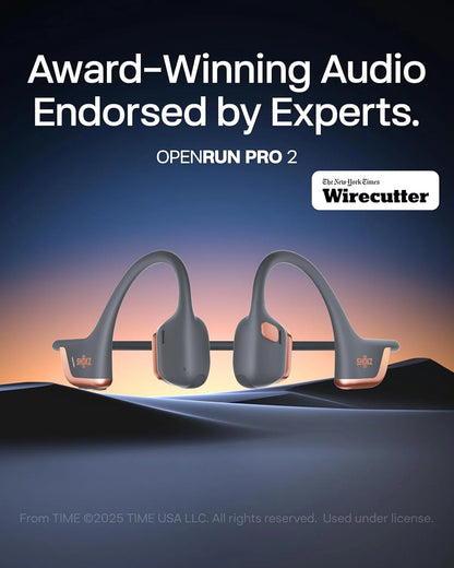 SHOKZ OpenRun Pro 2 Bone Conduction Bluetooth Sport Headphones, Silver