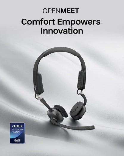 SHOKZ OpenMeet Open-Ear Bluetooth Headset, Noise-Canceling Mic+Mute Button