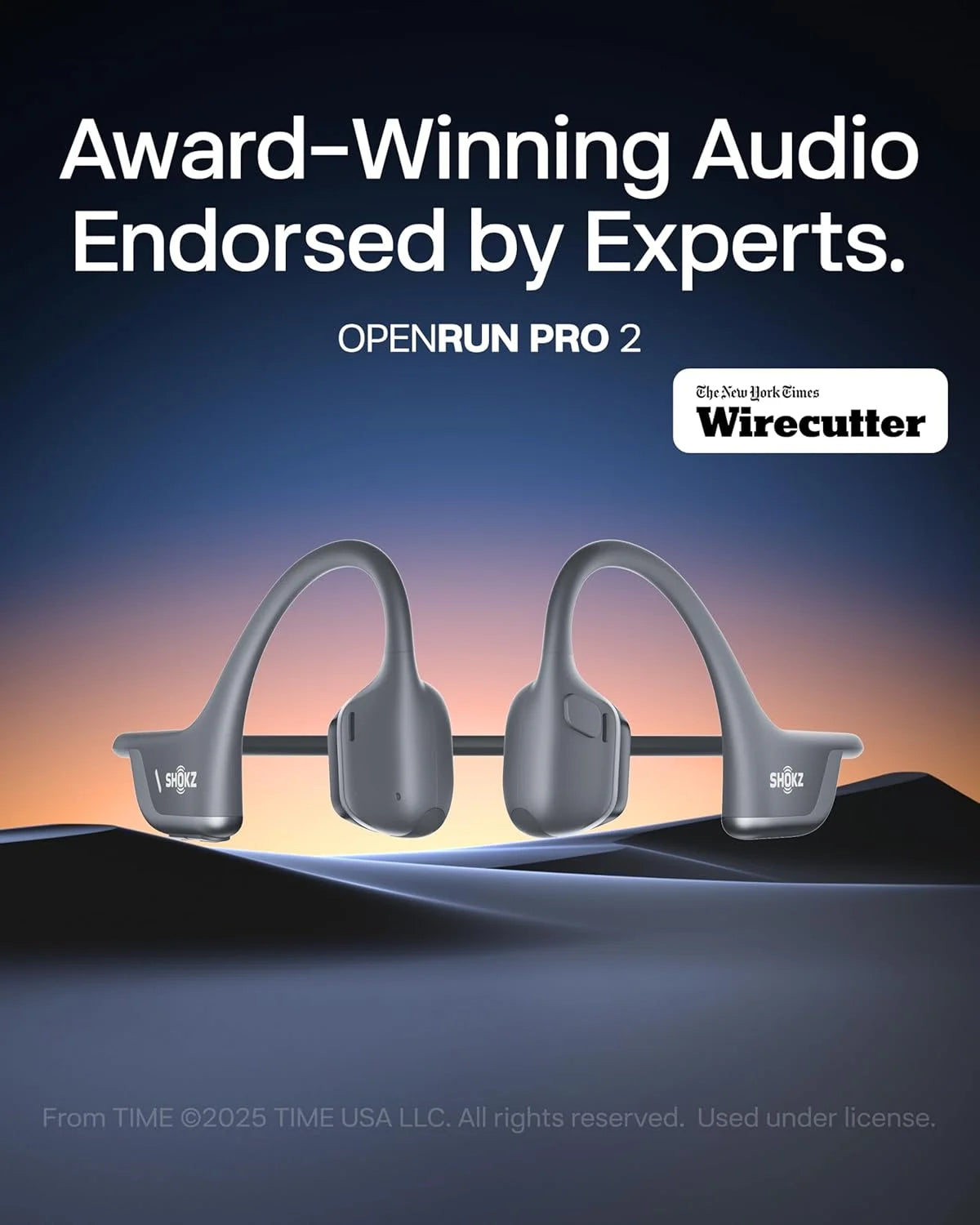 SHOKZ OpenRun Pro 2 Bone Conduction Bluetooth Sport Headphones, Silver