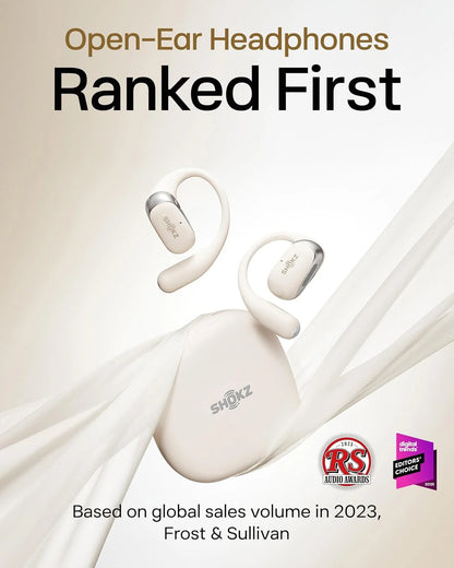 SHOKZ OpenFit 2 Open-Ear Earhook Bluetooth Earbuds, White,48H Playtime