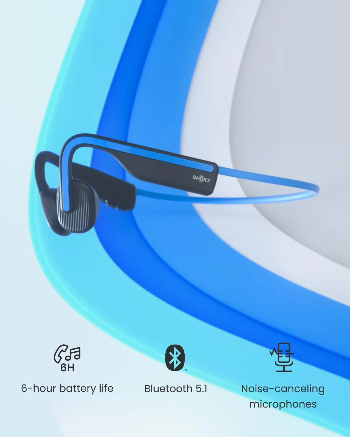 SHOKZ OpenMove - Open-Ear Bluetooth Sport Headphones - Bone Conduction Wireless Earphones - Sweatproof for Running and Workouts, with Sticker Pack (Grey)
