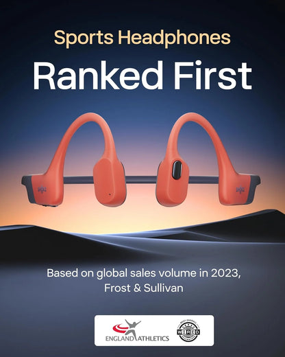 SHOKZ OpenSwim Pro Open-Ear MP3 Headphones, Red, IP68 Waterproof, 32GB MP3