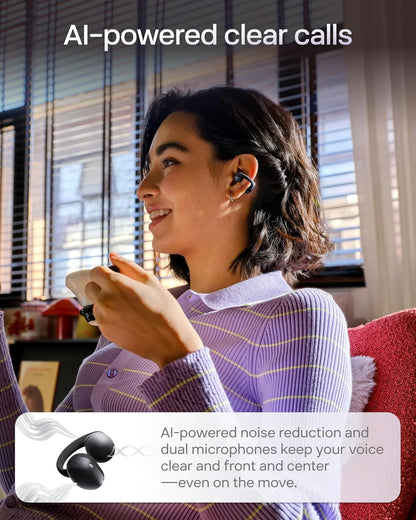 SHOKZ OpenDots Air Open-Ear Clip-On Bluetooth Earbuds, Black, Touch Control